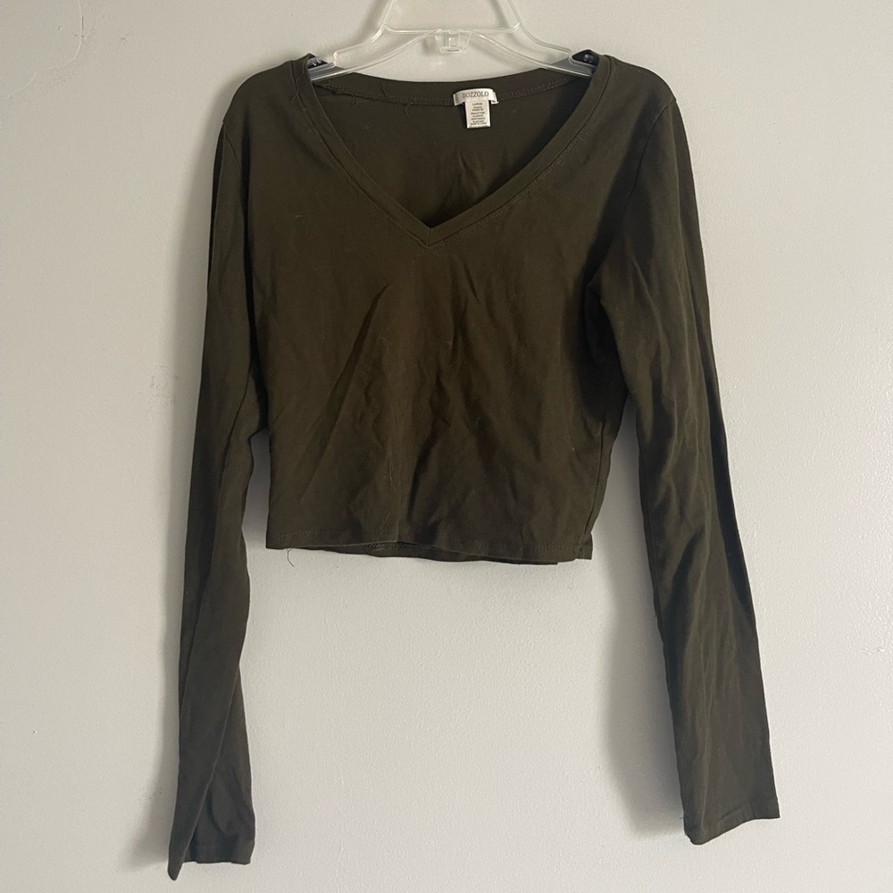 Olive green crop shirt